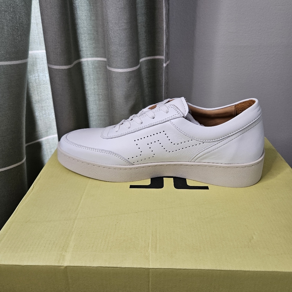 NEW J.Lindeberg Art Tennis Leather Sneaker White Neutral Classic Golf 41 US 8.5 - Picture 5 of 13